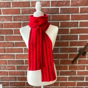 Red Knit 100% Cashmere Oversized Scarf 80”x5” Unisex Made in Philippines NWOT